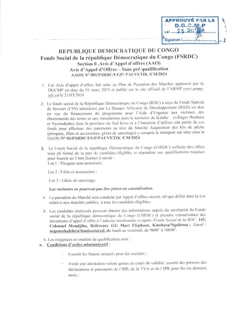 Avis d'appel d'offre fsrdc_1